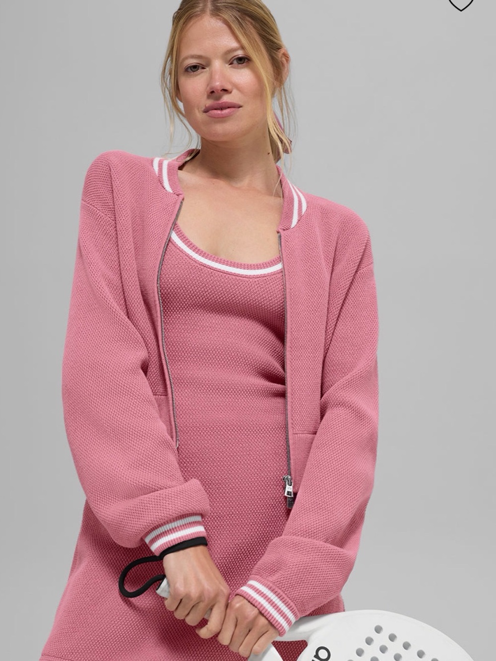 ALO Yoga Rose Varsity Knit Bomber Jacket - Picture 4 of 10